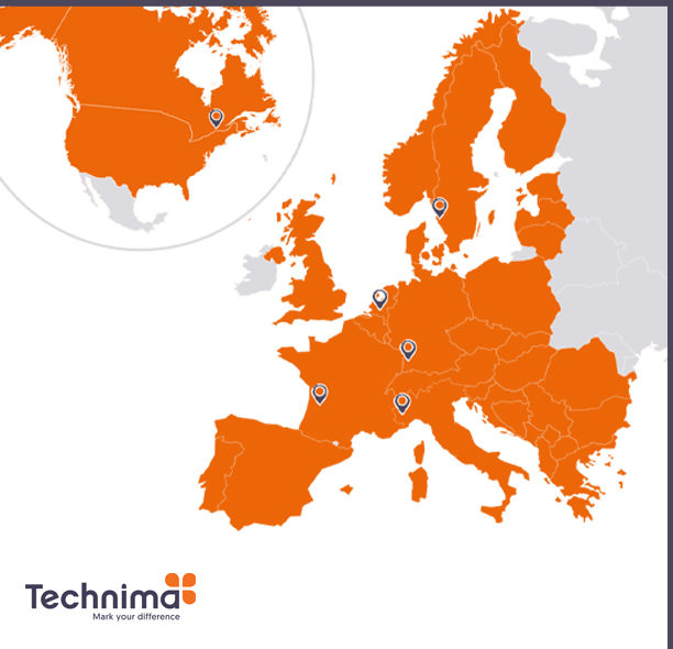 Kaart van het Technima-netwerk